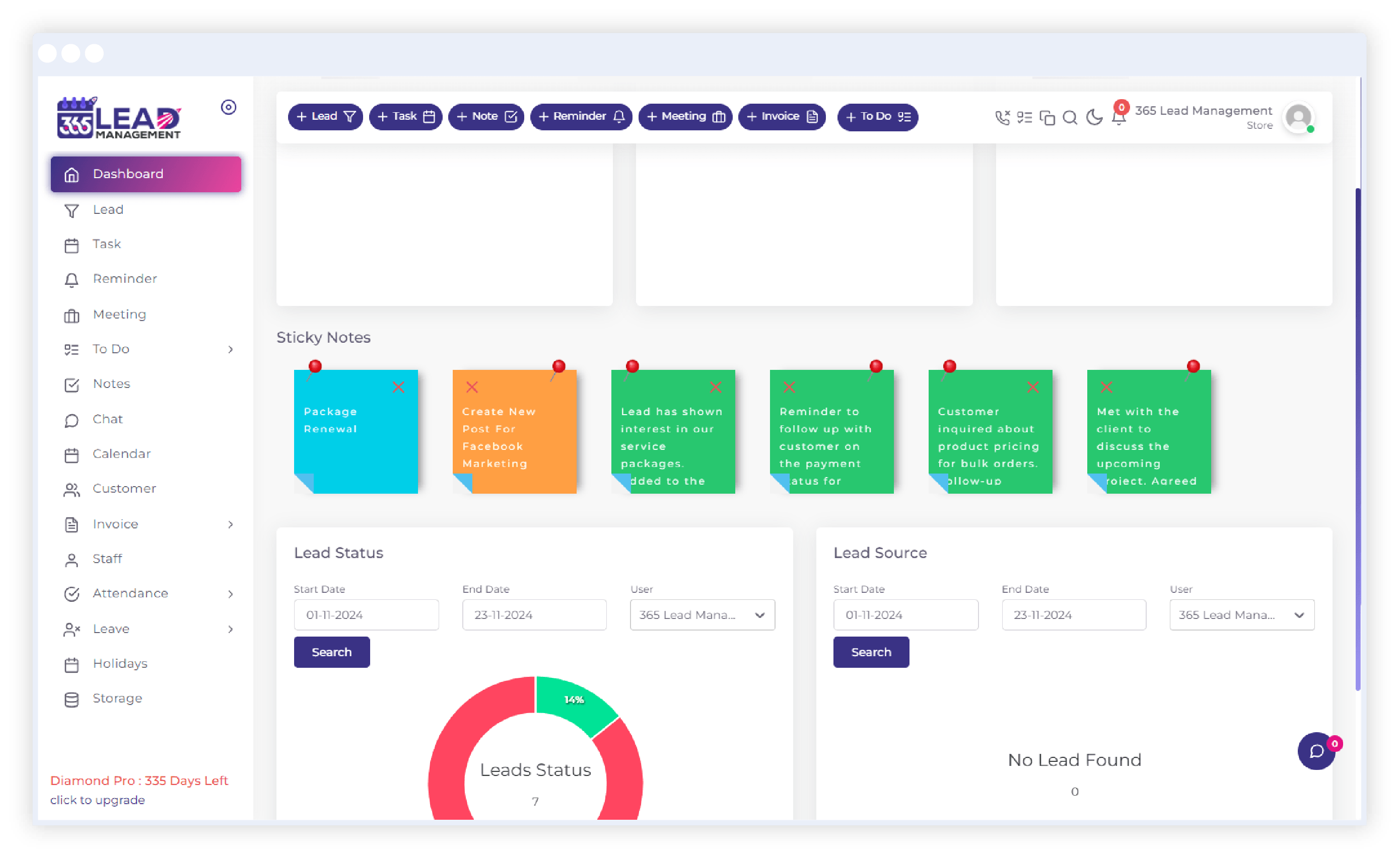 notes management dashboard